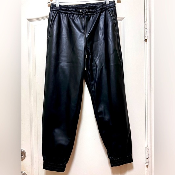 Banana Republic Pants - Banana Republic Vegan Leather Joggers, Black, size small.